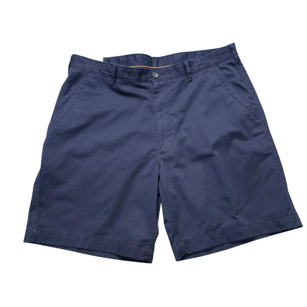 Savane Mens Straight Fit Shorts 36W 8 Inseam Total Eclipse Navy Blue Flat Front